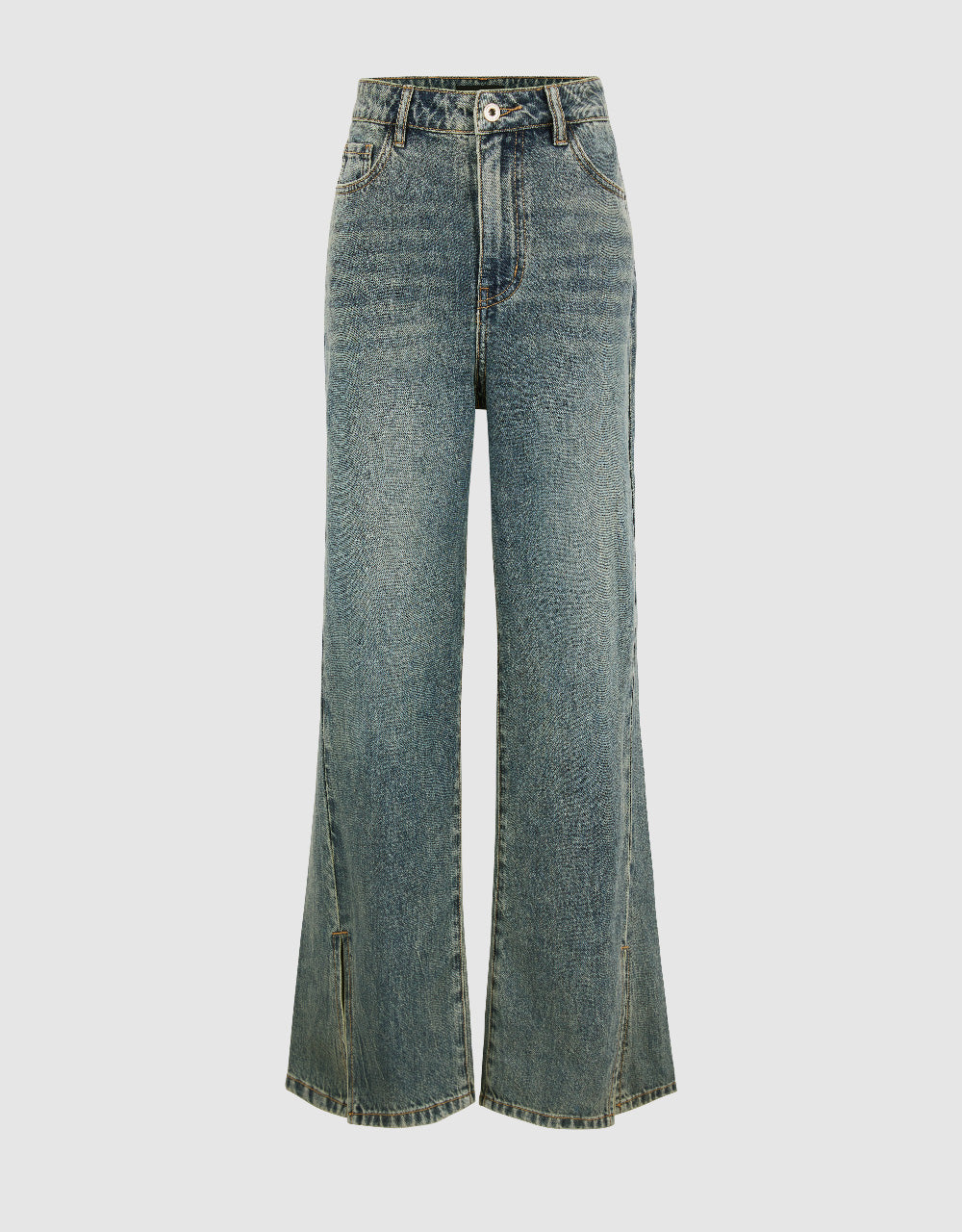 Split Hem Straight Jeans