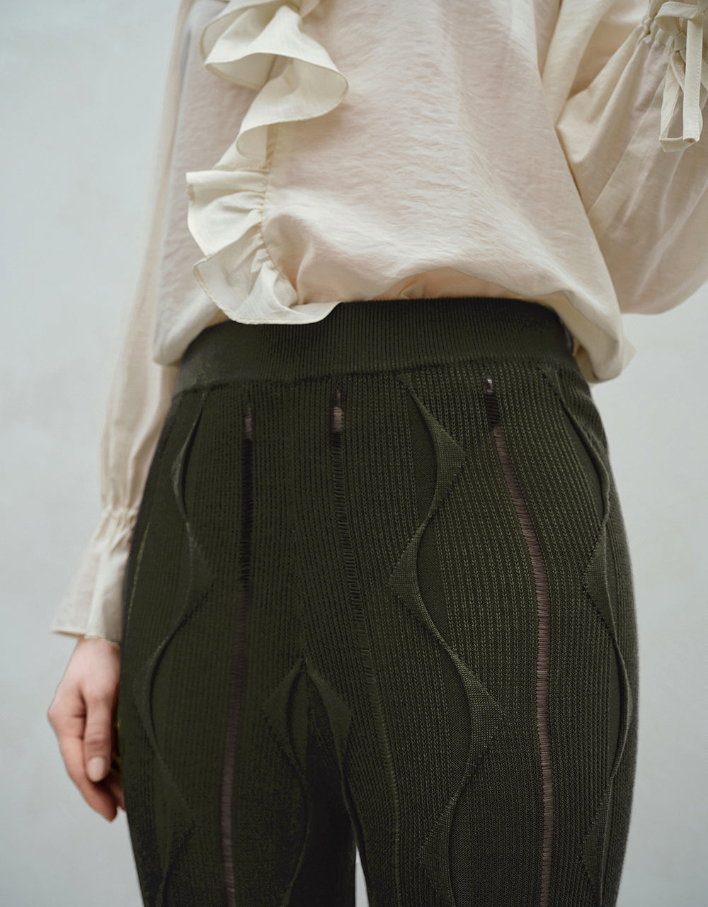 Embossed Flare Knitted Pants