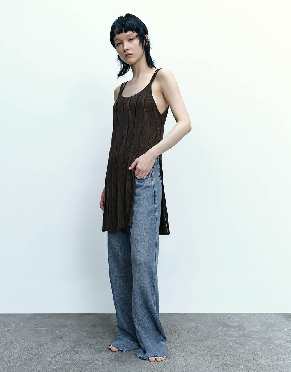 Sleeveless U Neck Knitted T-Shirt