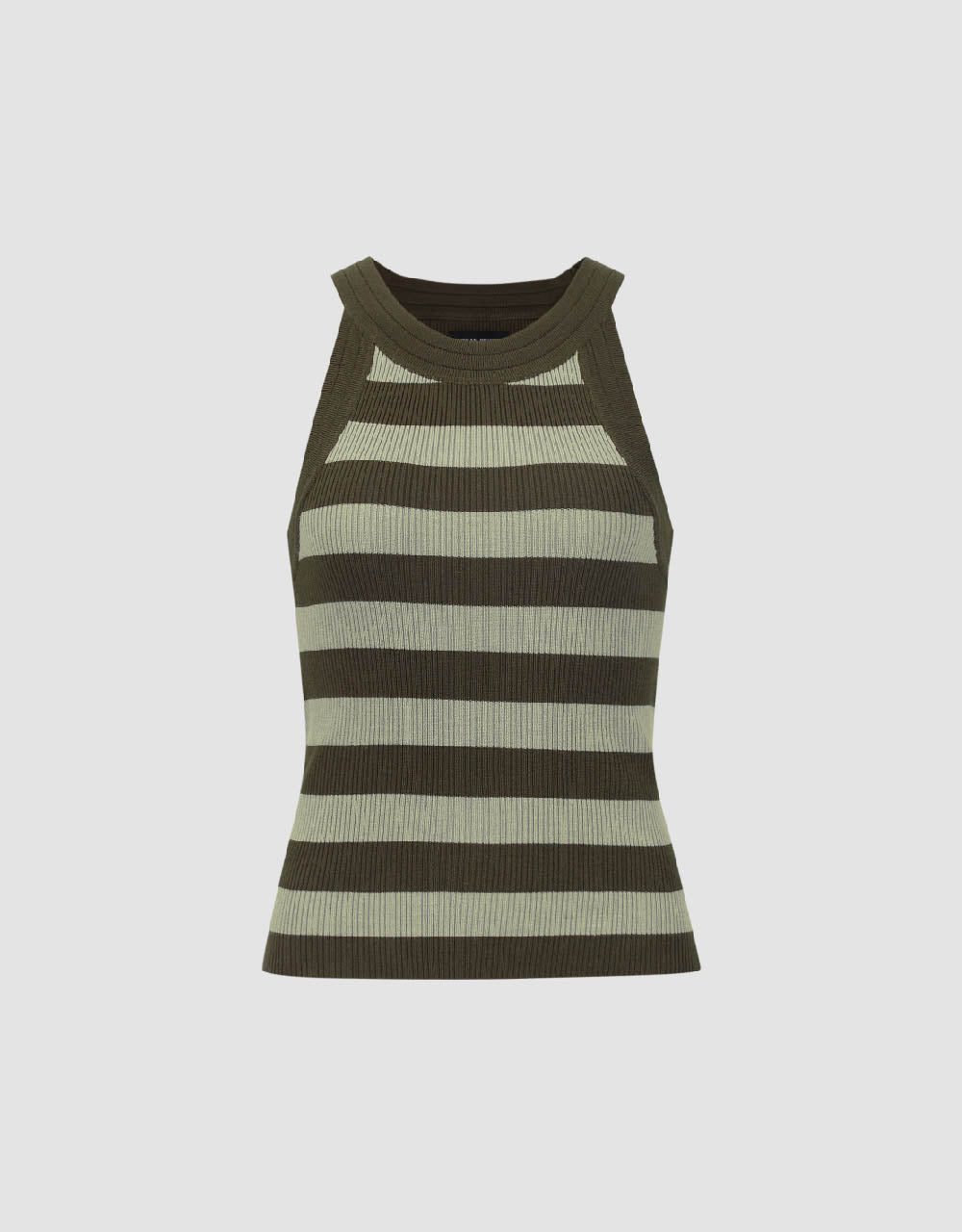 Striped Crew Neck Knitted Tank Top