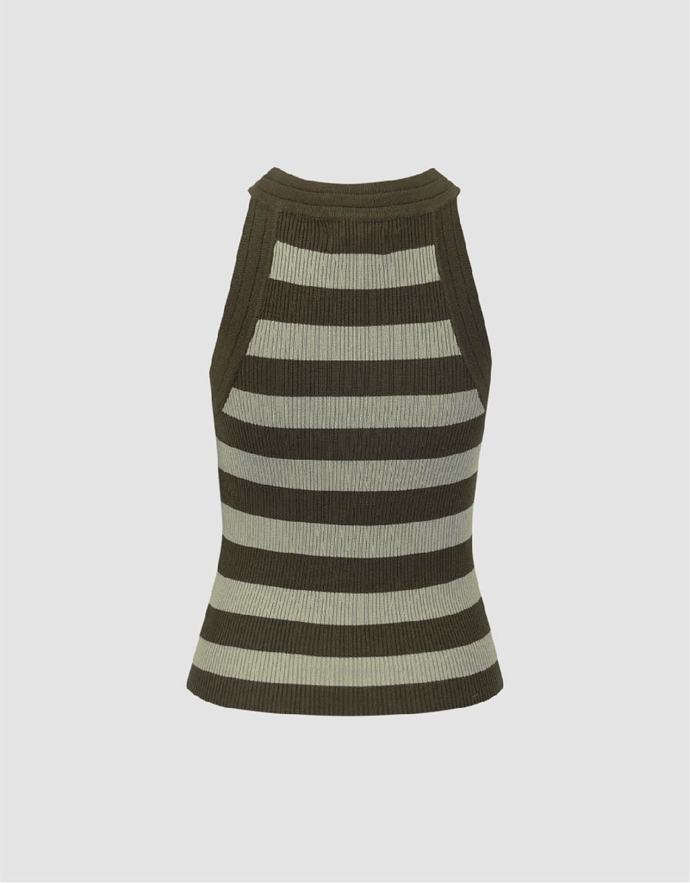 Striped Crew Neck Knitted Tank Top