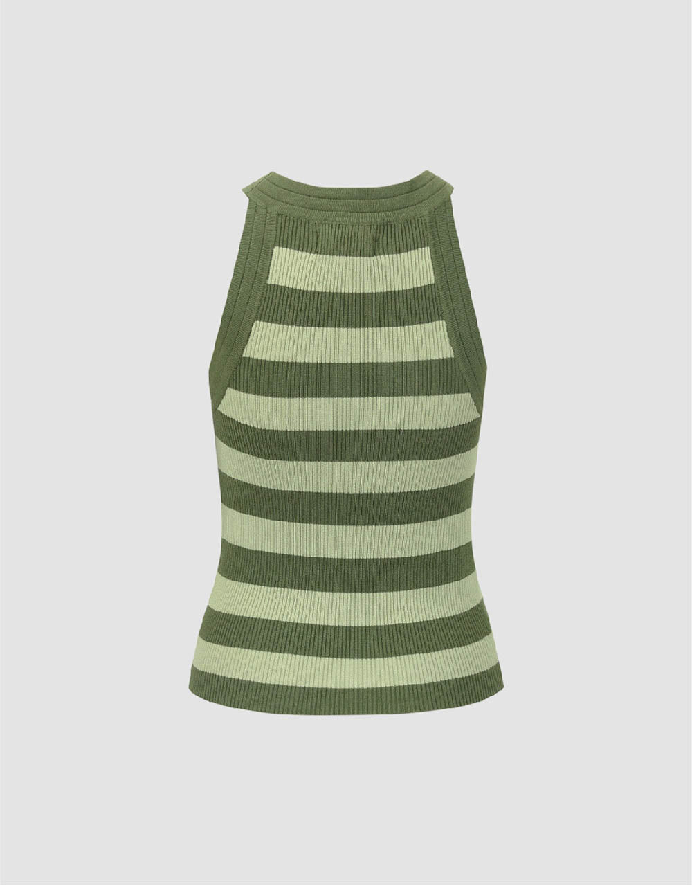 Striped Crew Neck Knitted Tank Top