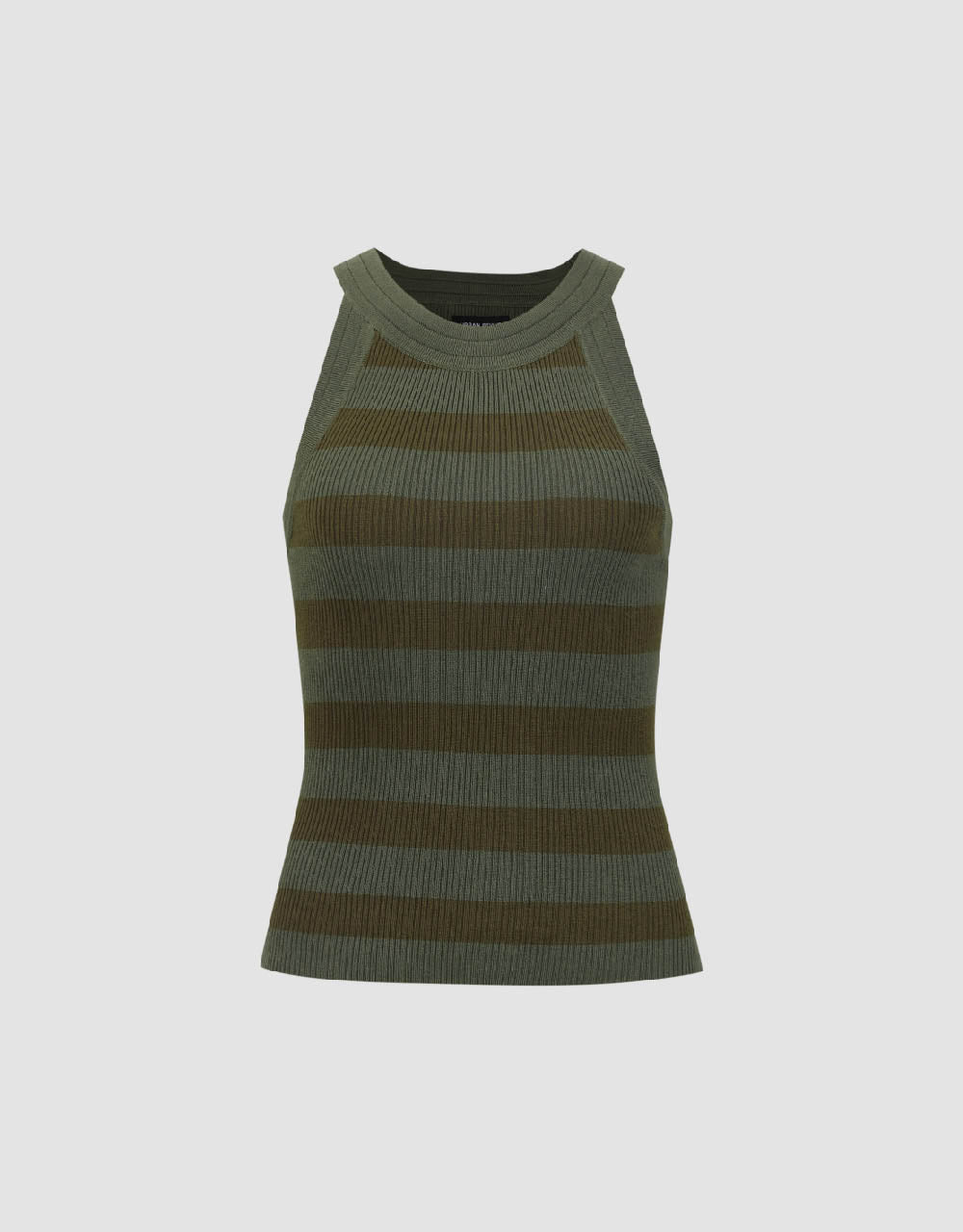 Striped Crew Neck Knitted Tank Top