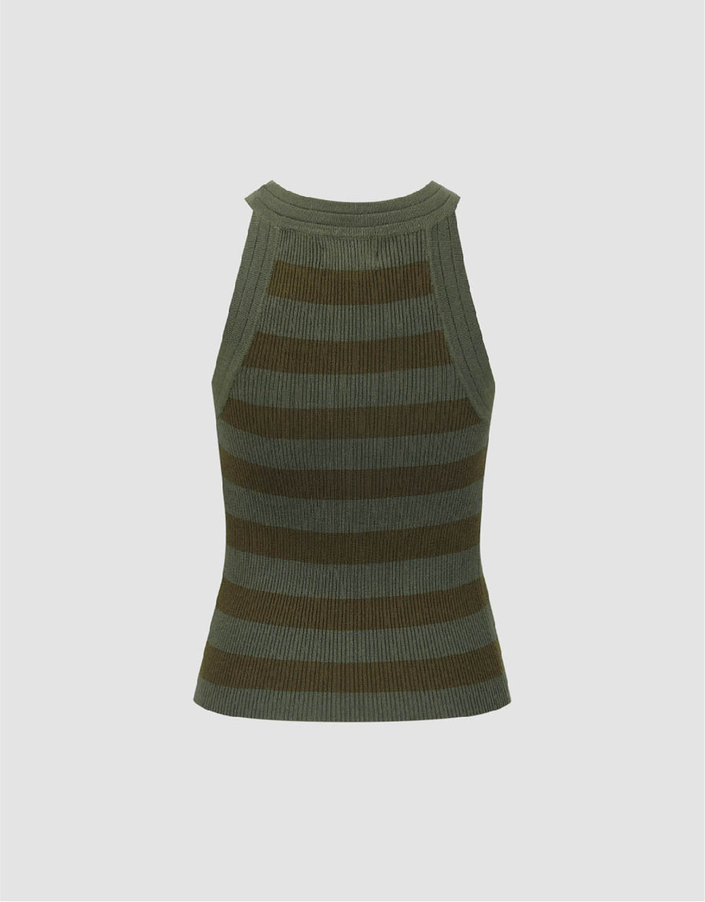 Striped Crew Neck Knitted Tank Top