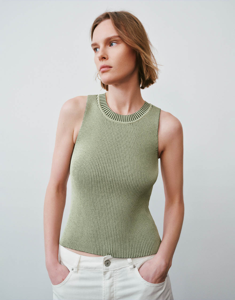 Crew Neck Knitted Tank Top