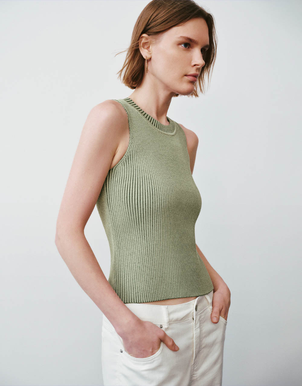 Crew Neck Knitted Tank Top