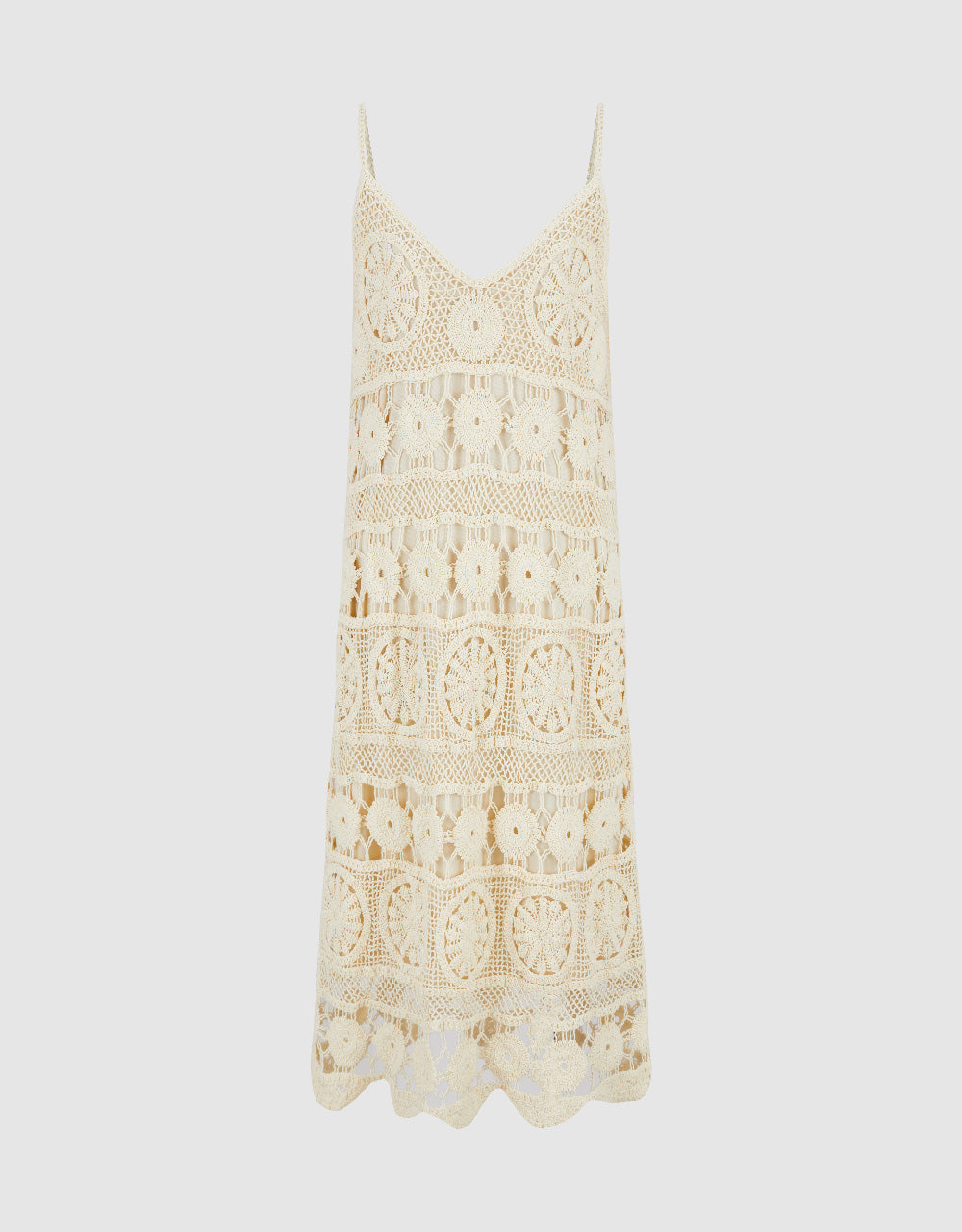 Crochet V-Neck Knitted Cami Dress