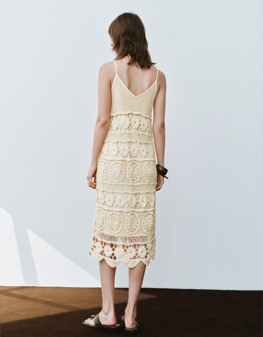 Crochet V-Neck Knitted Cami Dress