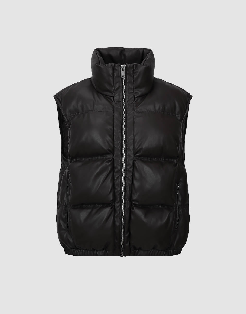 Zipper Front Stand Collar Padded Waistcoat