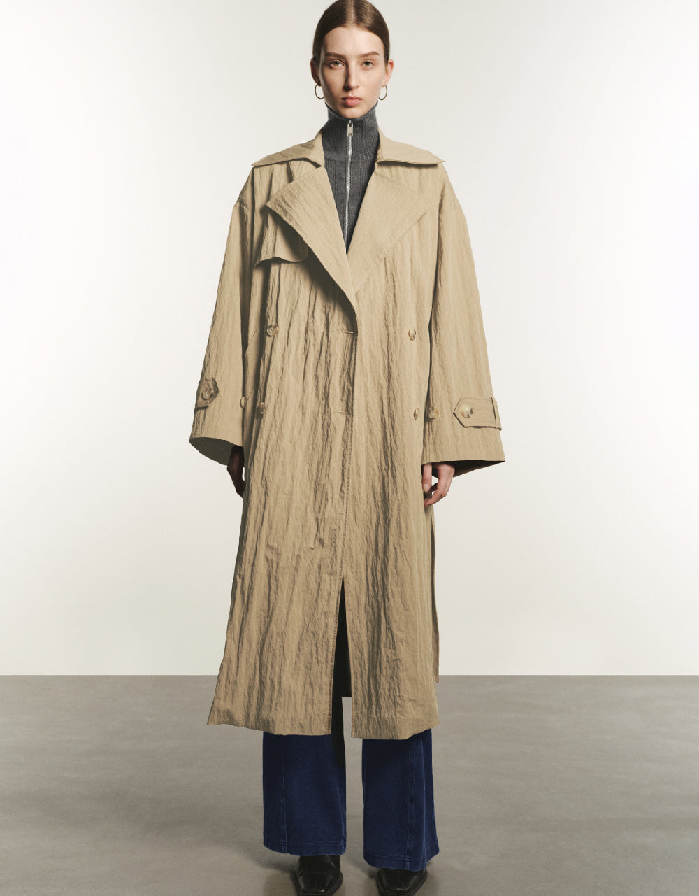 Straight Trench Coat With Belt