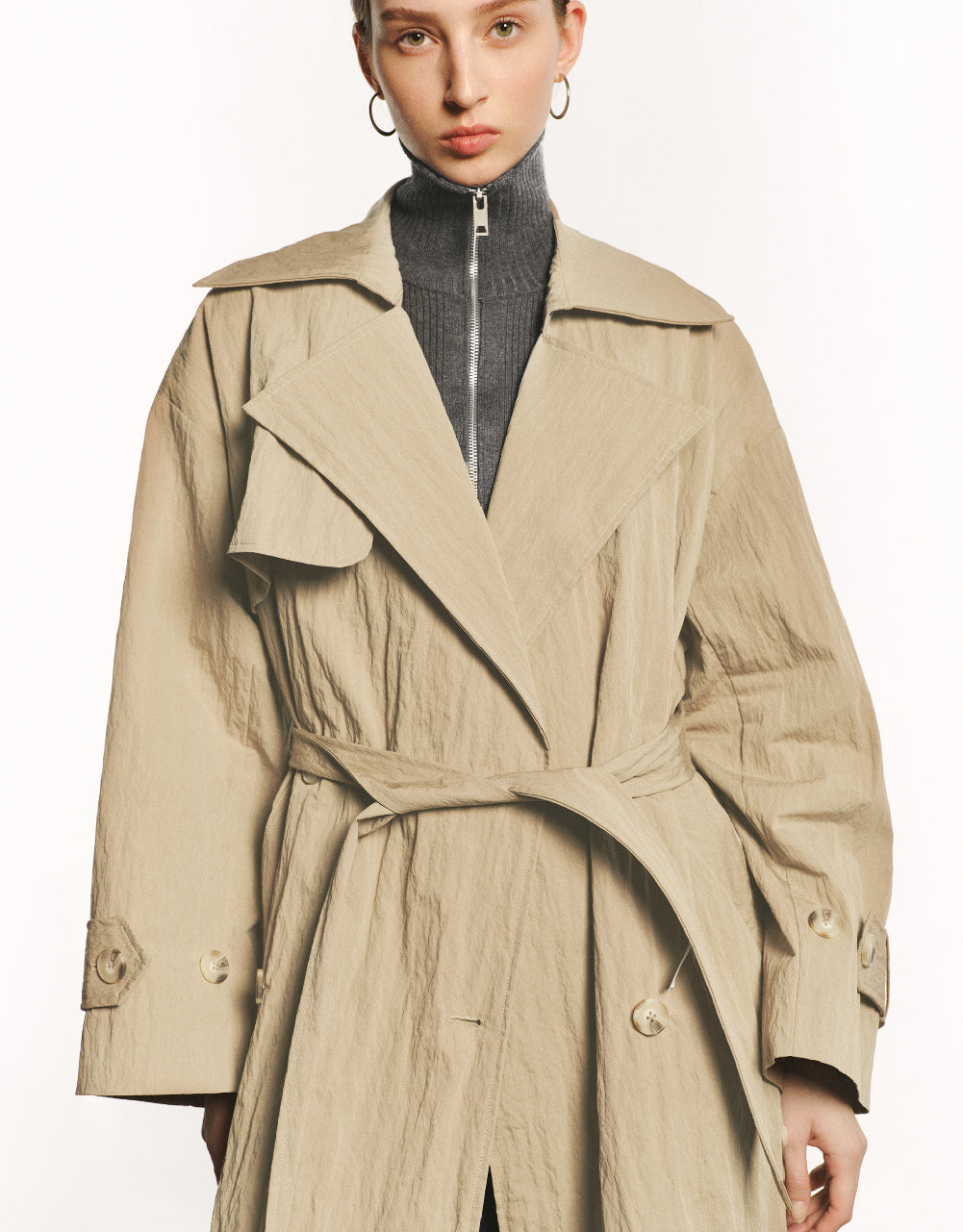 Straight Trench Coat With Belt