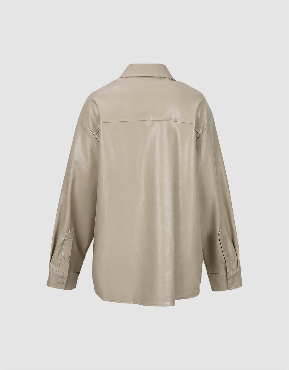 Drop Shoulder Sleeve Vegan Leather Shirt