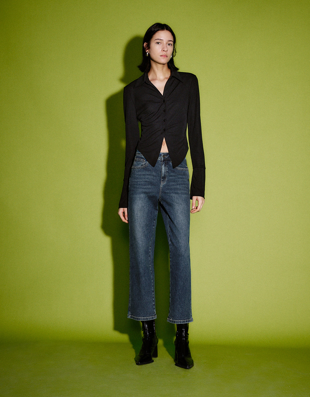 Lapel Straight Knitted Shirt