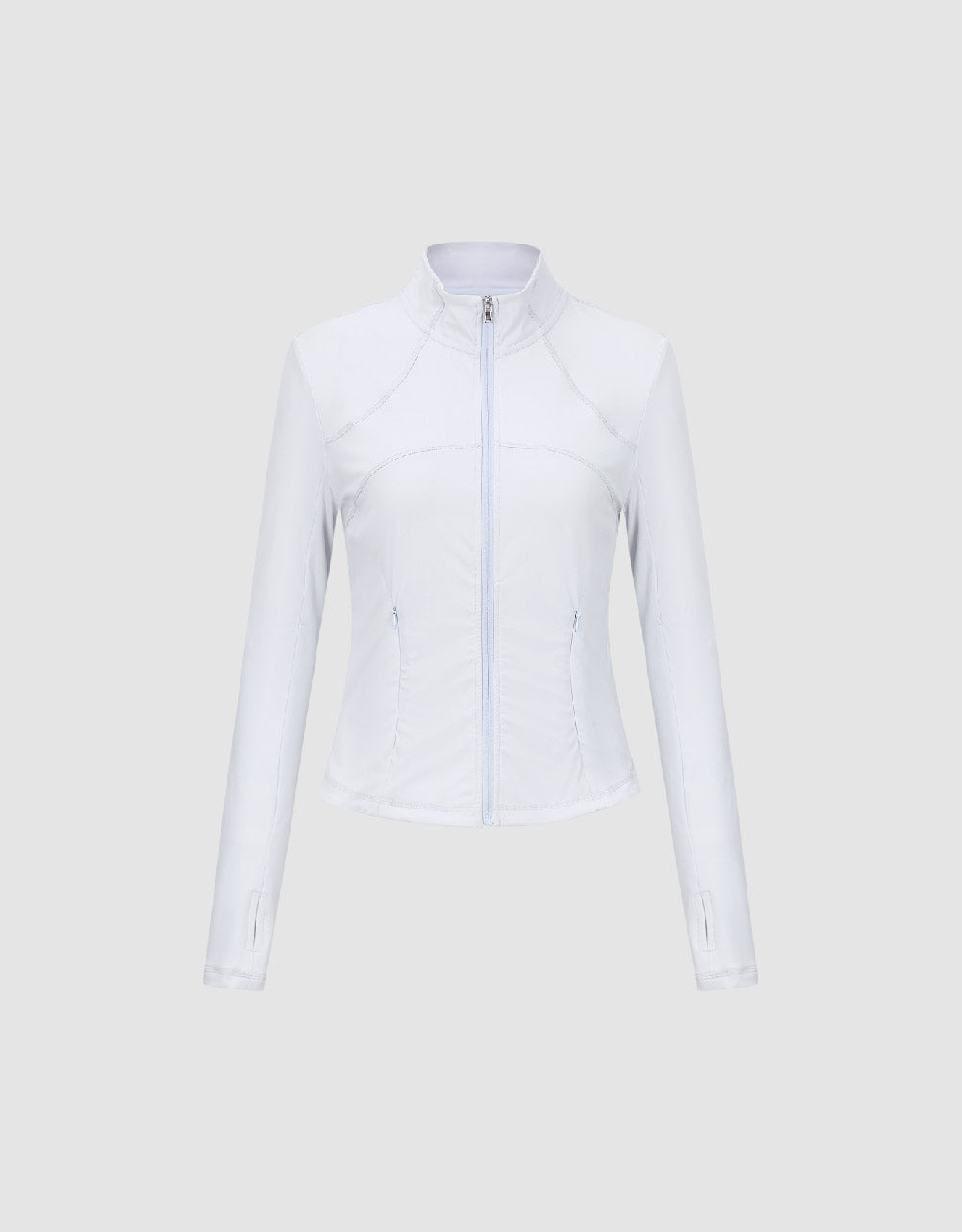 Zipper Front Stand Collar Shirt