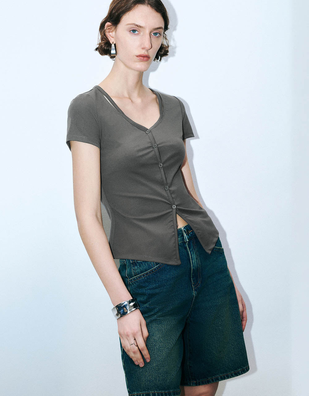 V-Neck A-Line Shirt