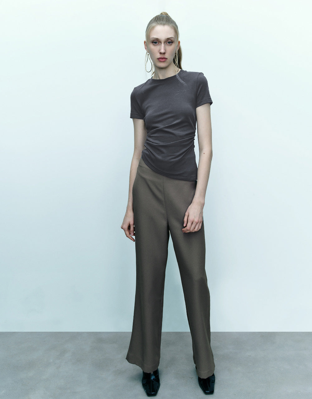 Asymmetric Ruched T-Shirt