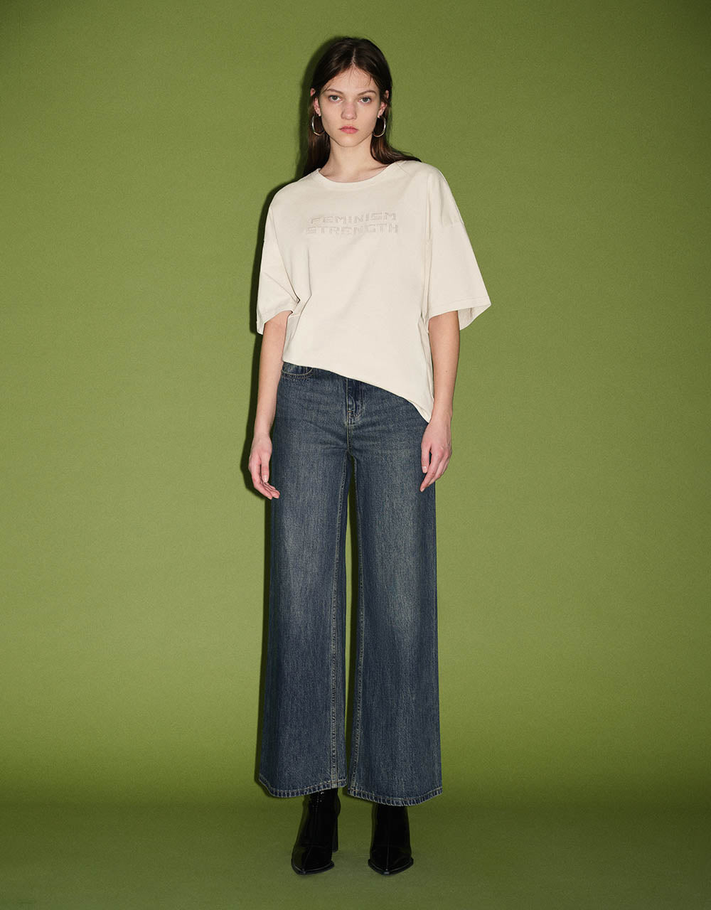 Letter Printed Crew Neck T-Shirt