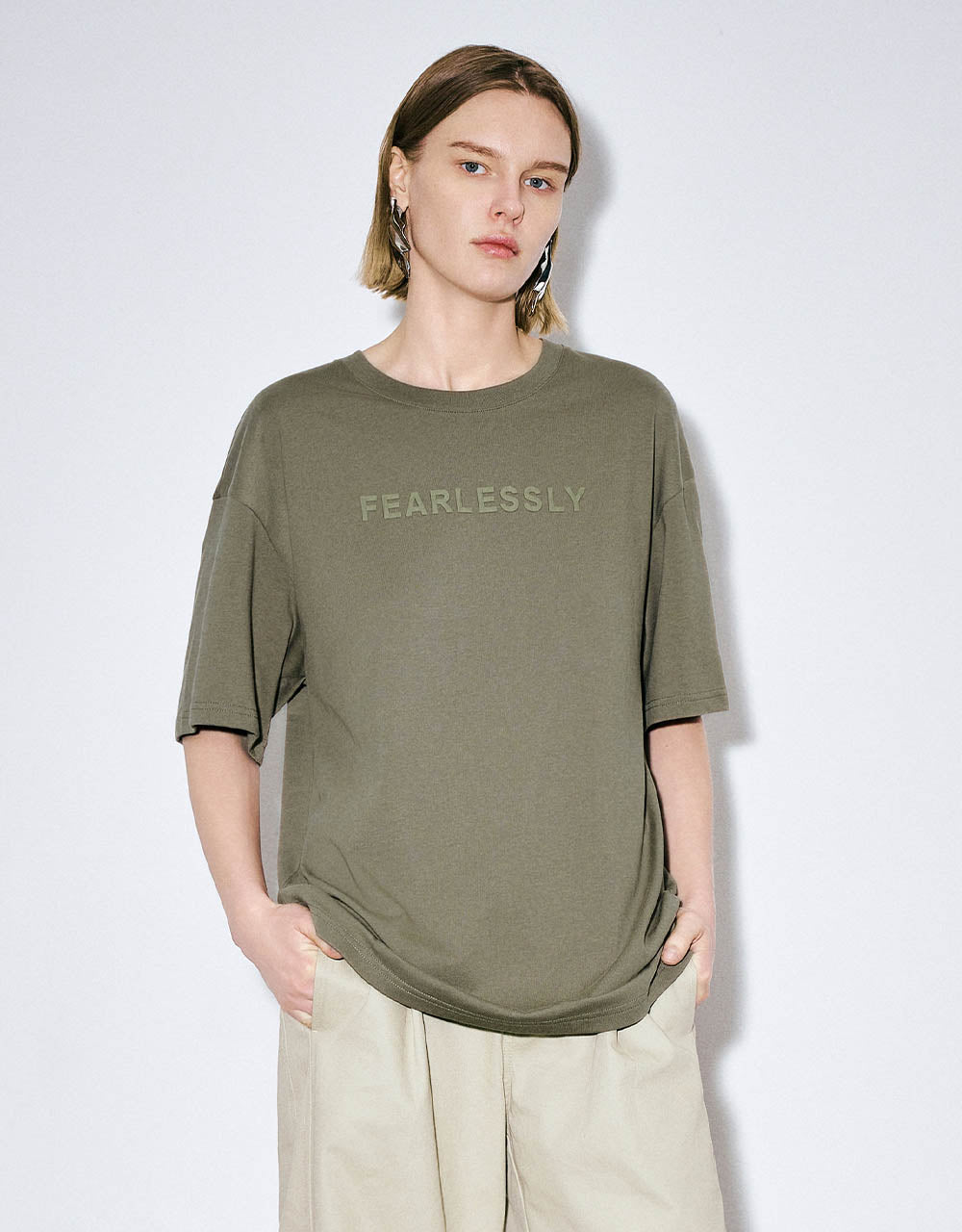 Letter Printed Crew Neck T-Shirt