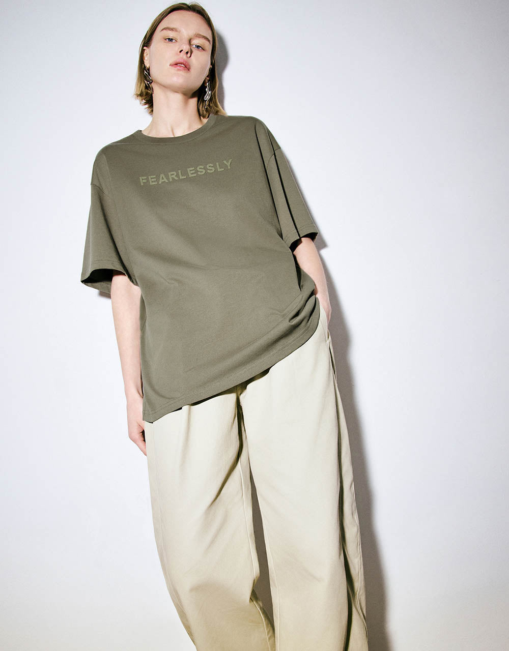 Letter Printed Crew Neck T-Shirt