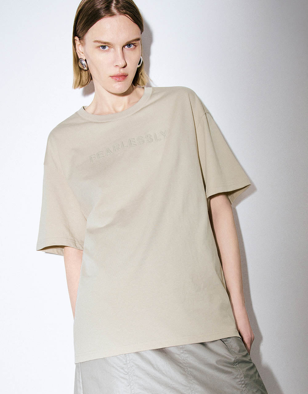 Letter Printed Crew Neck T-Shirt