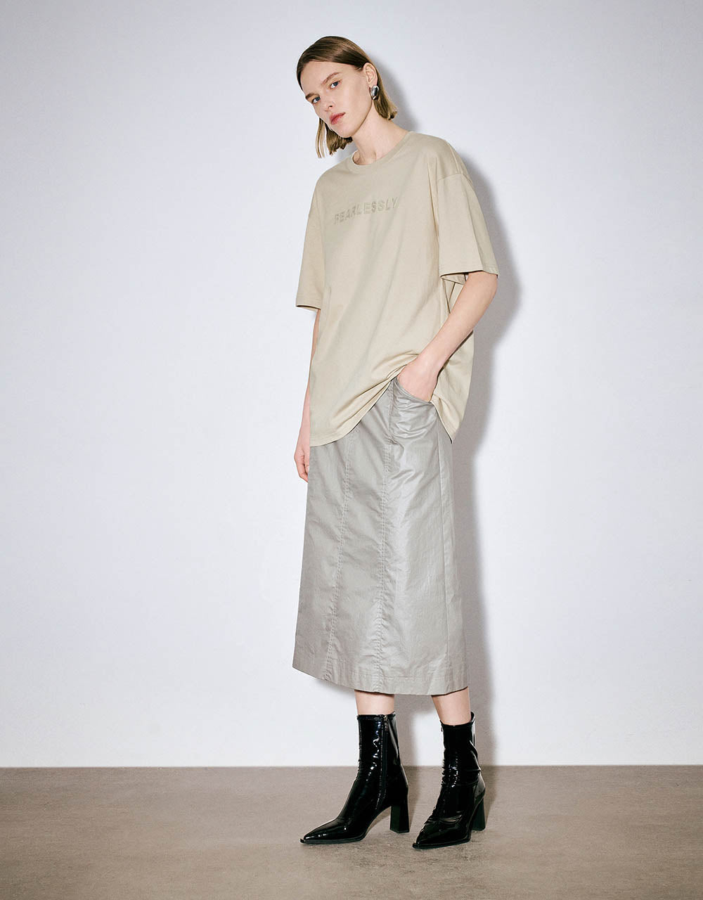 Letter Printed Crew Neck T-Shirt