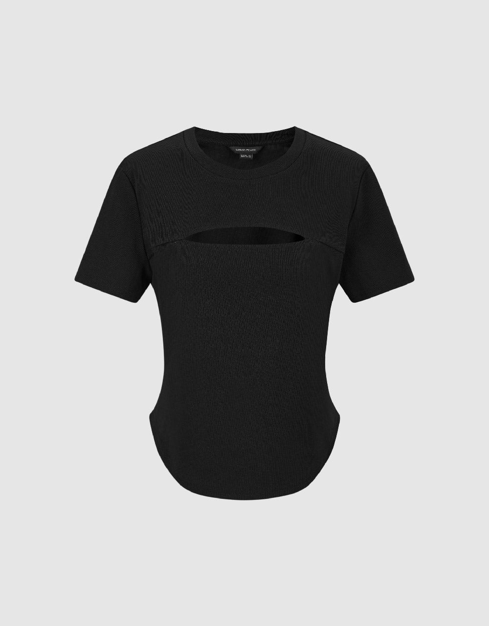 Cut-Out Crew Neck Straight T-Shirt