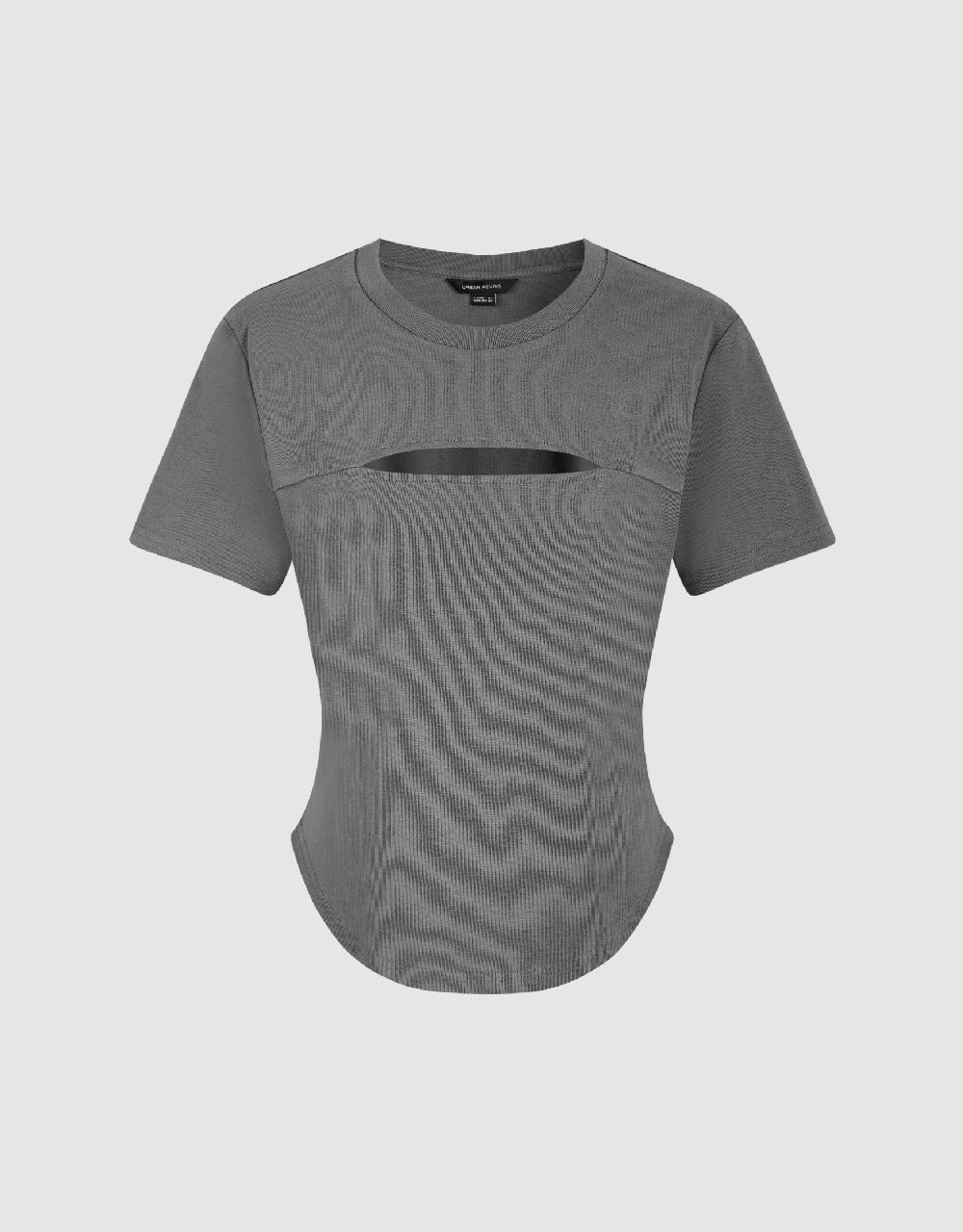 Cut-Out Crew Neck Straight T-Shirt