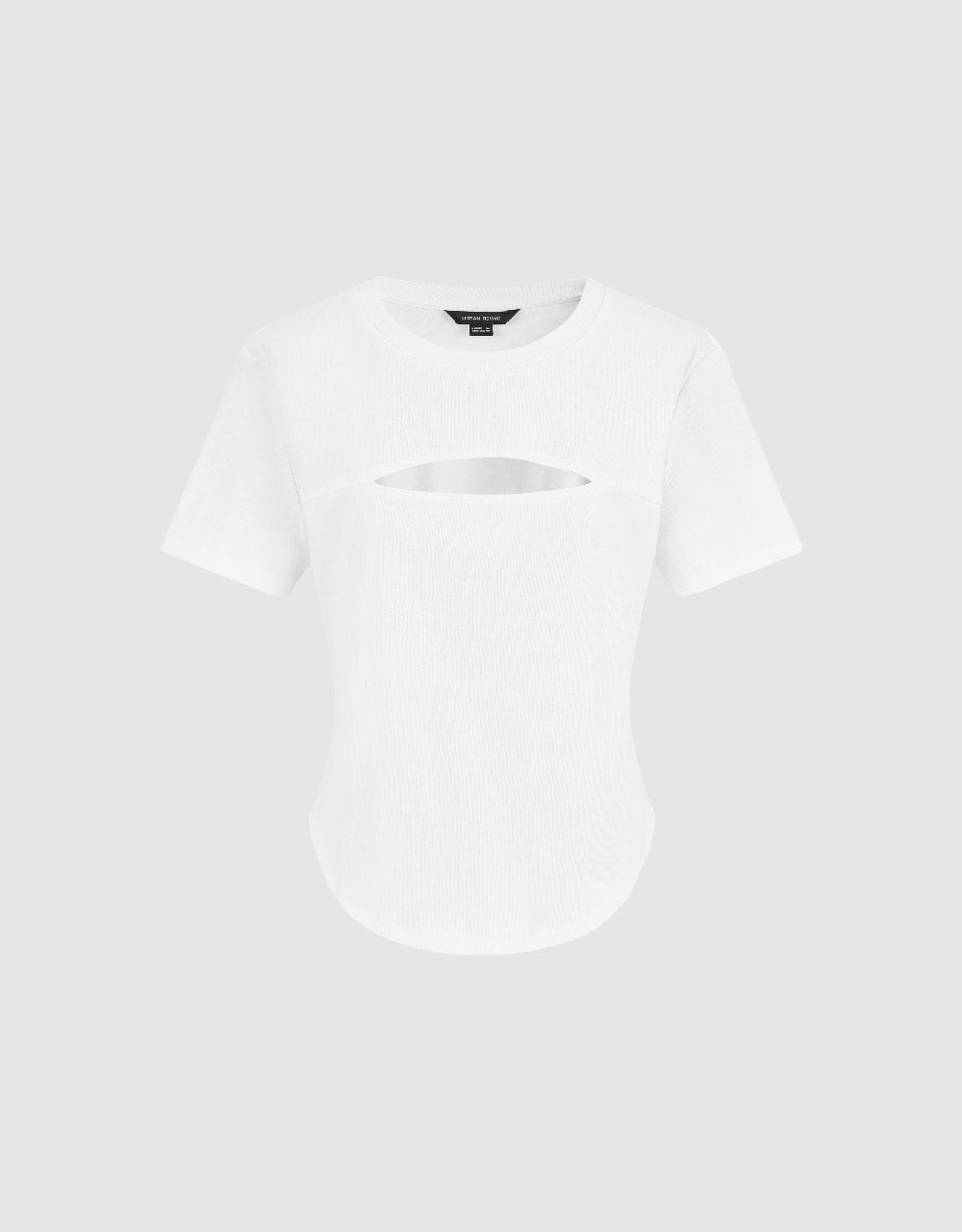 Cut-Out Crew Neck Straight T-Shirt