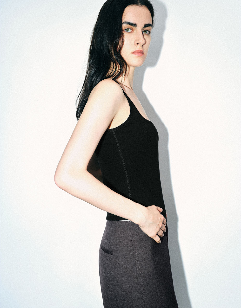 Square-cut Collar Straight Tank Top