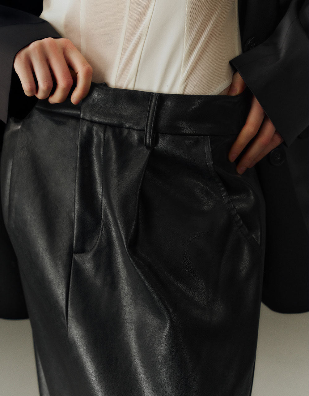 Vegan Leather Straight Skirt