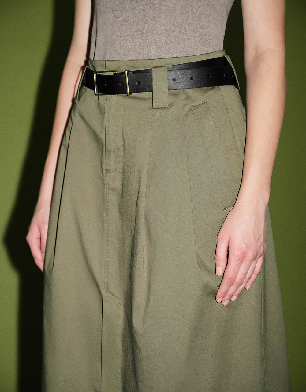 Straight Skirt With Belt