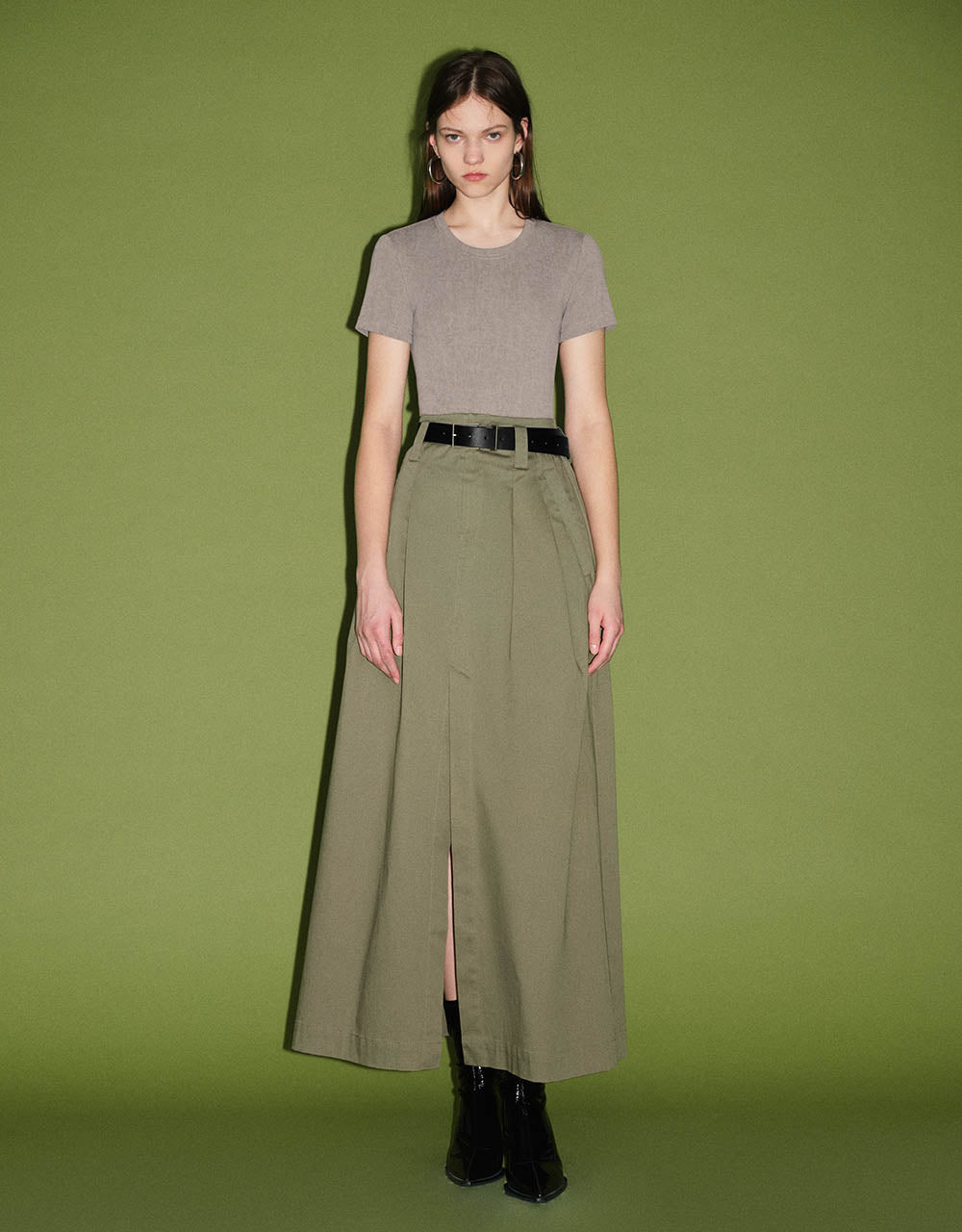 Straight Skirt With Belt