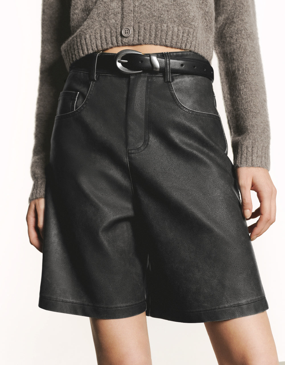 Vegan Leather Loose Shorts