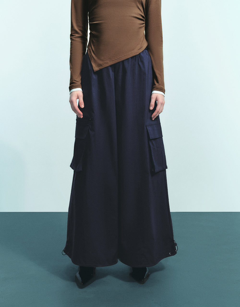 Elastic Waist Wide-Leg Pants