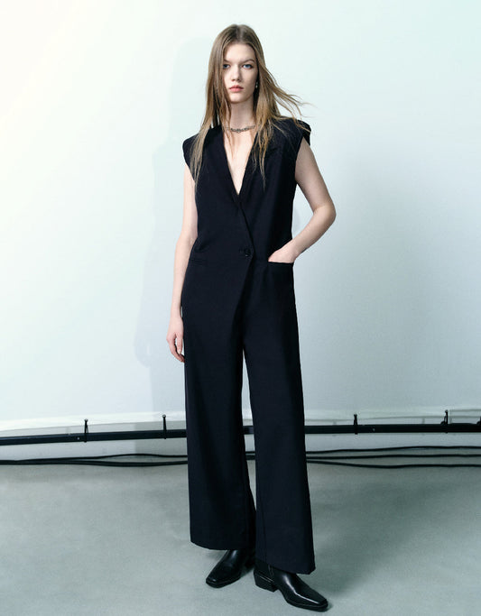 Sleeveless V-Neck Jumpsuit