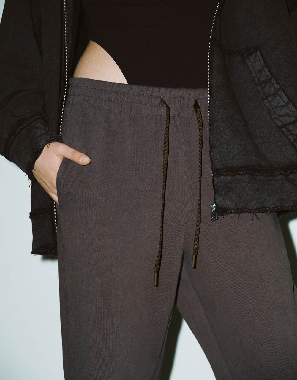 Drawstring Waist Knitted Wide-Leg Pants