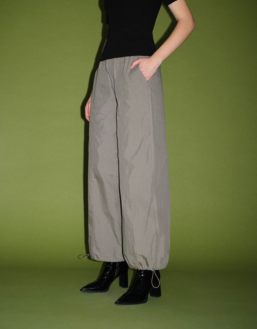 Elastic Waist Knitted Wide-Leg Pants