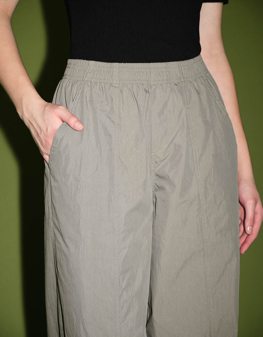 Elastic Waist Knitted Wide-Leg Pants