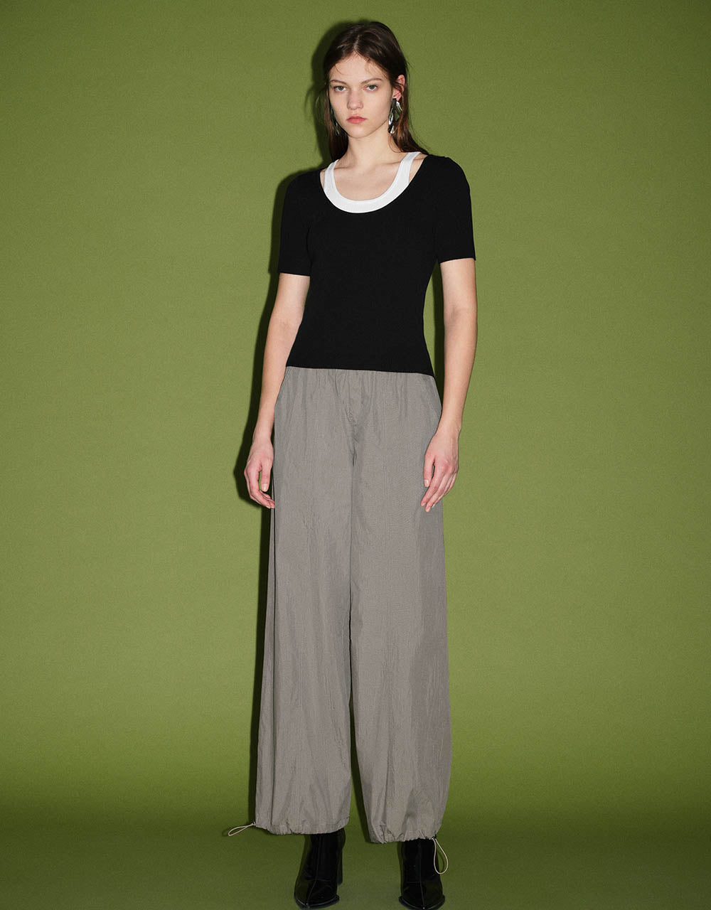 Elastic Waist Knitted Wide-Leg Pants