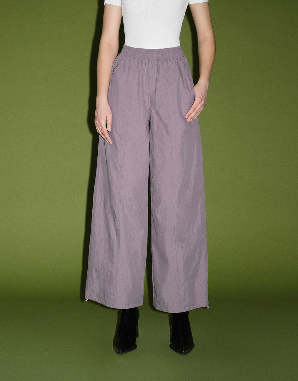 Elastic Waist Knitted Wide-Leg Pants