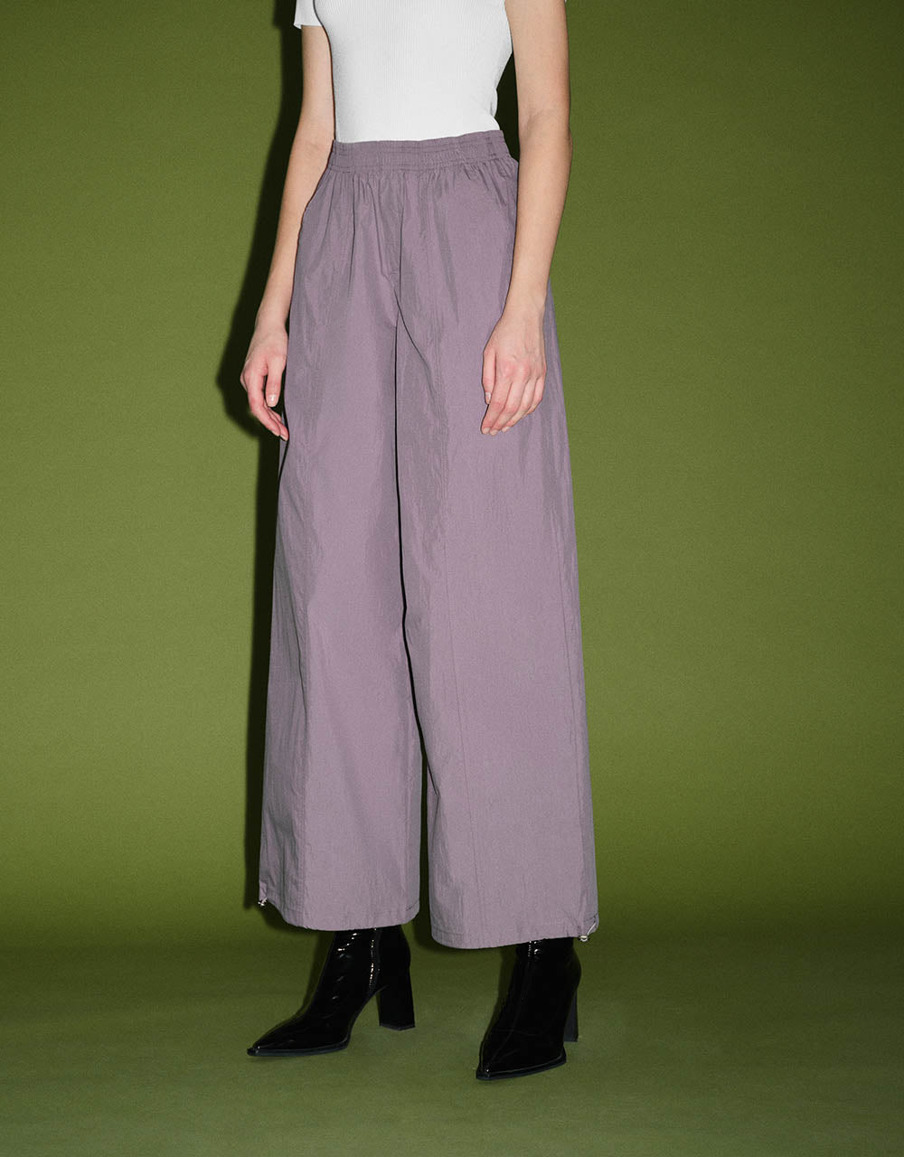 Elastic Waist Knitted Wide-Leg Pants