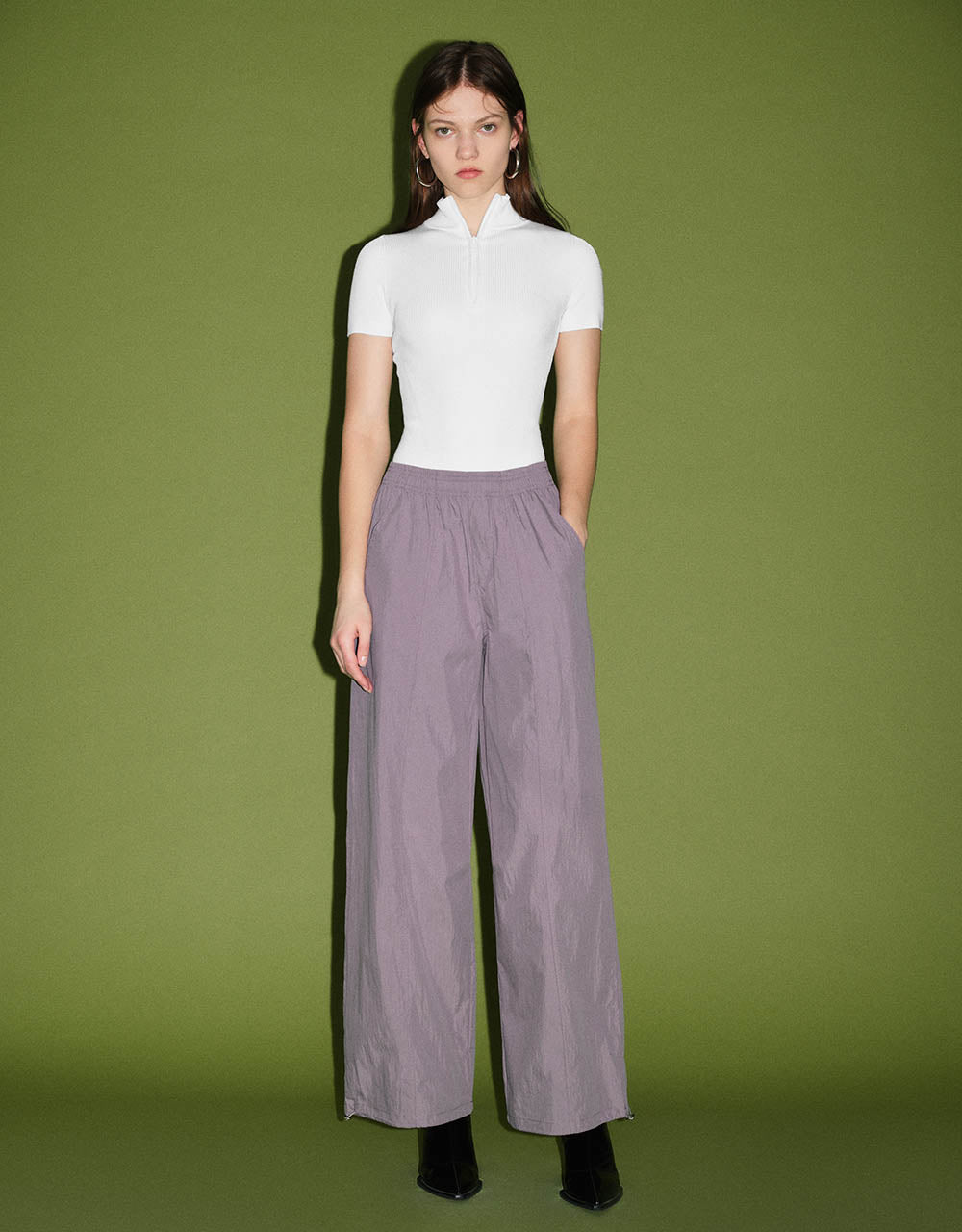 Elastic Waist Knitted Wide-Leg Pants