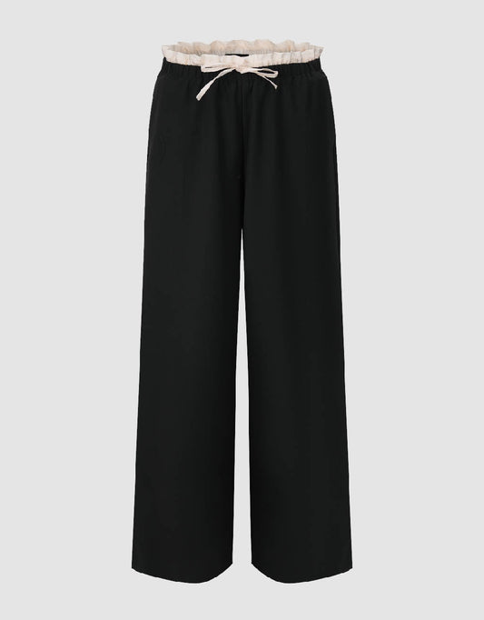 Drawstring Waist Wide-Leg Pants