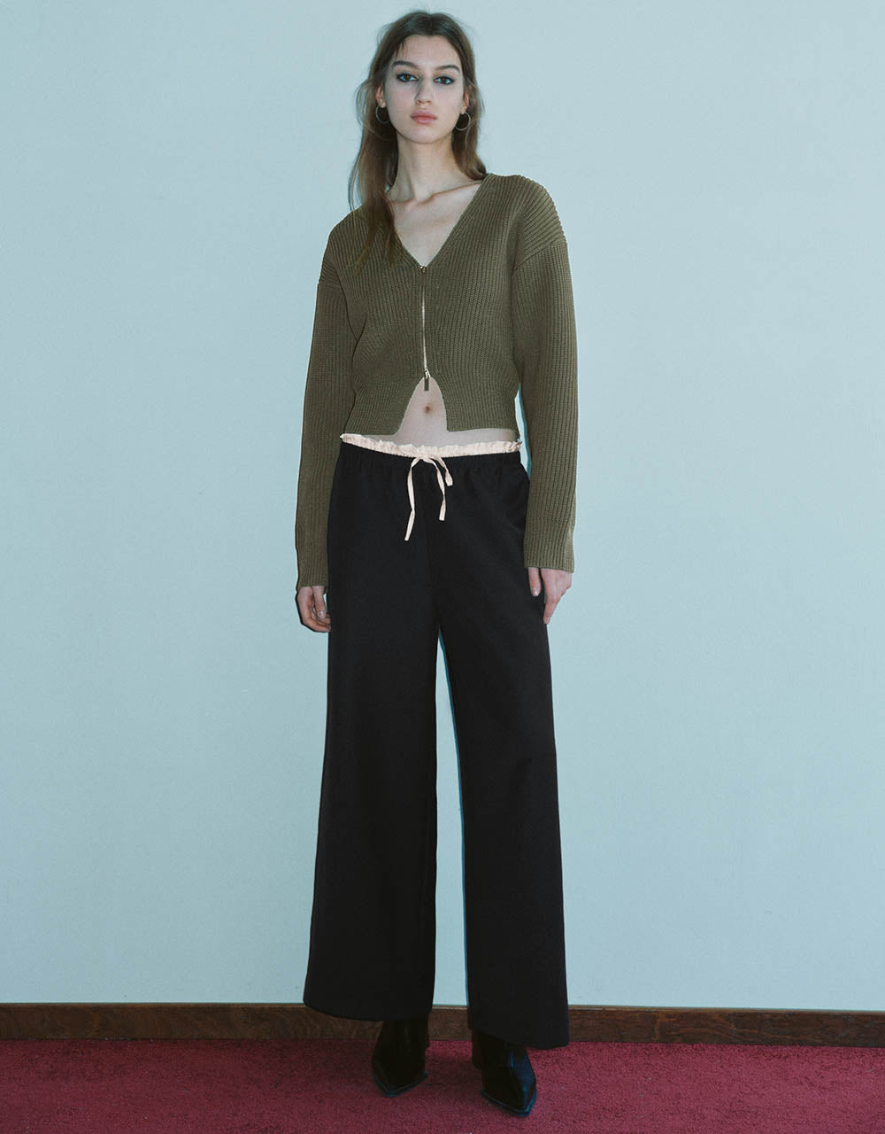 Drawstring Waist Wide-Leg Pants