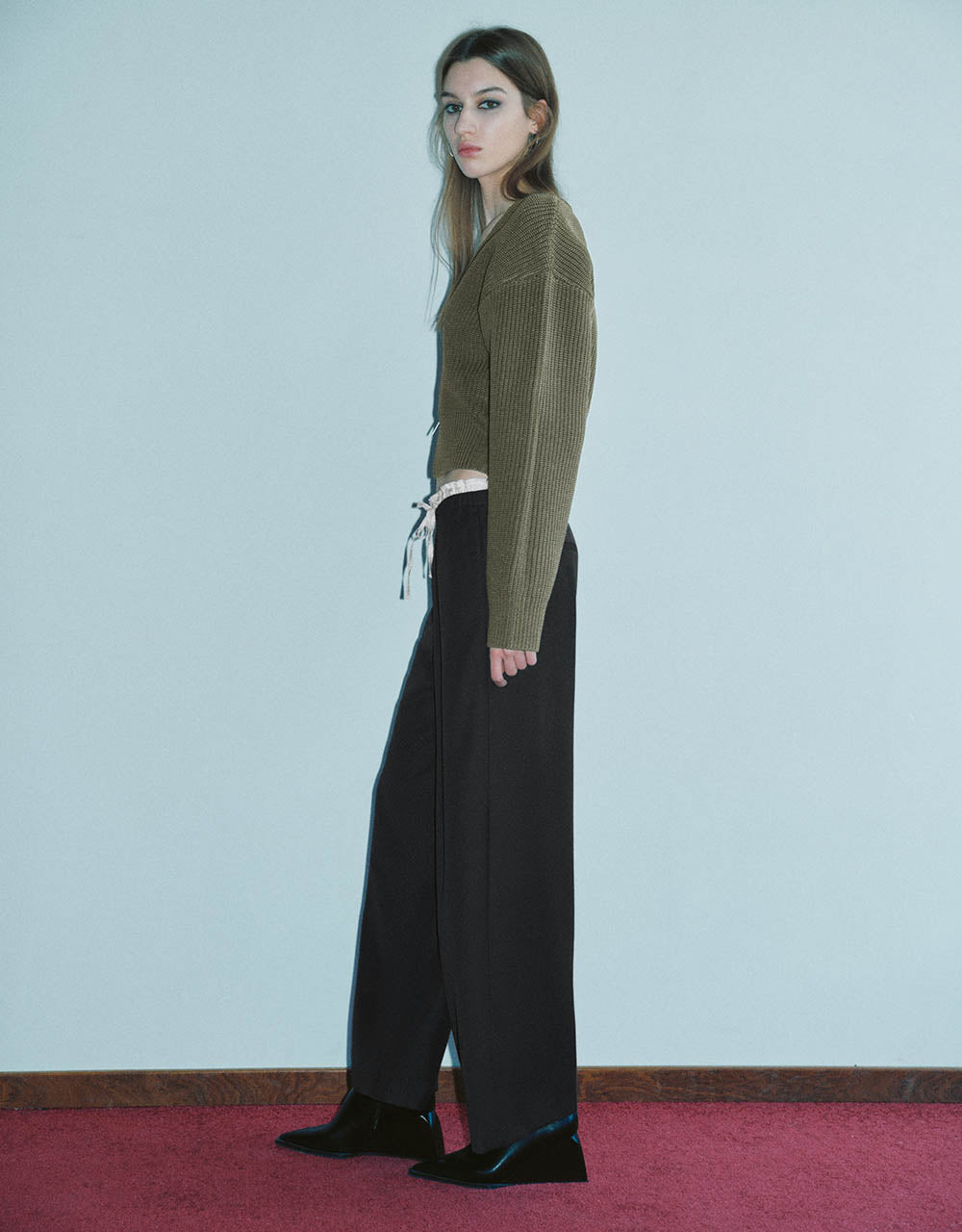 Drawstring Waist Wide-Leg Pants