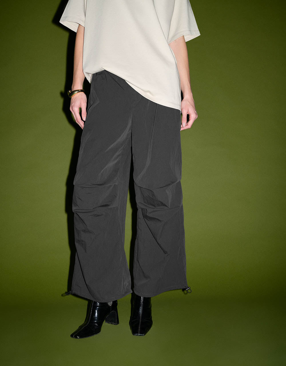 Elastic Waist Knitted Wide-Leg Pants