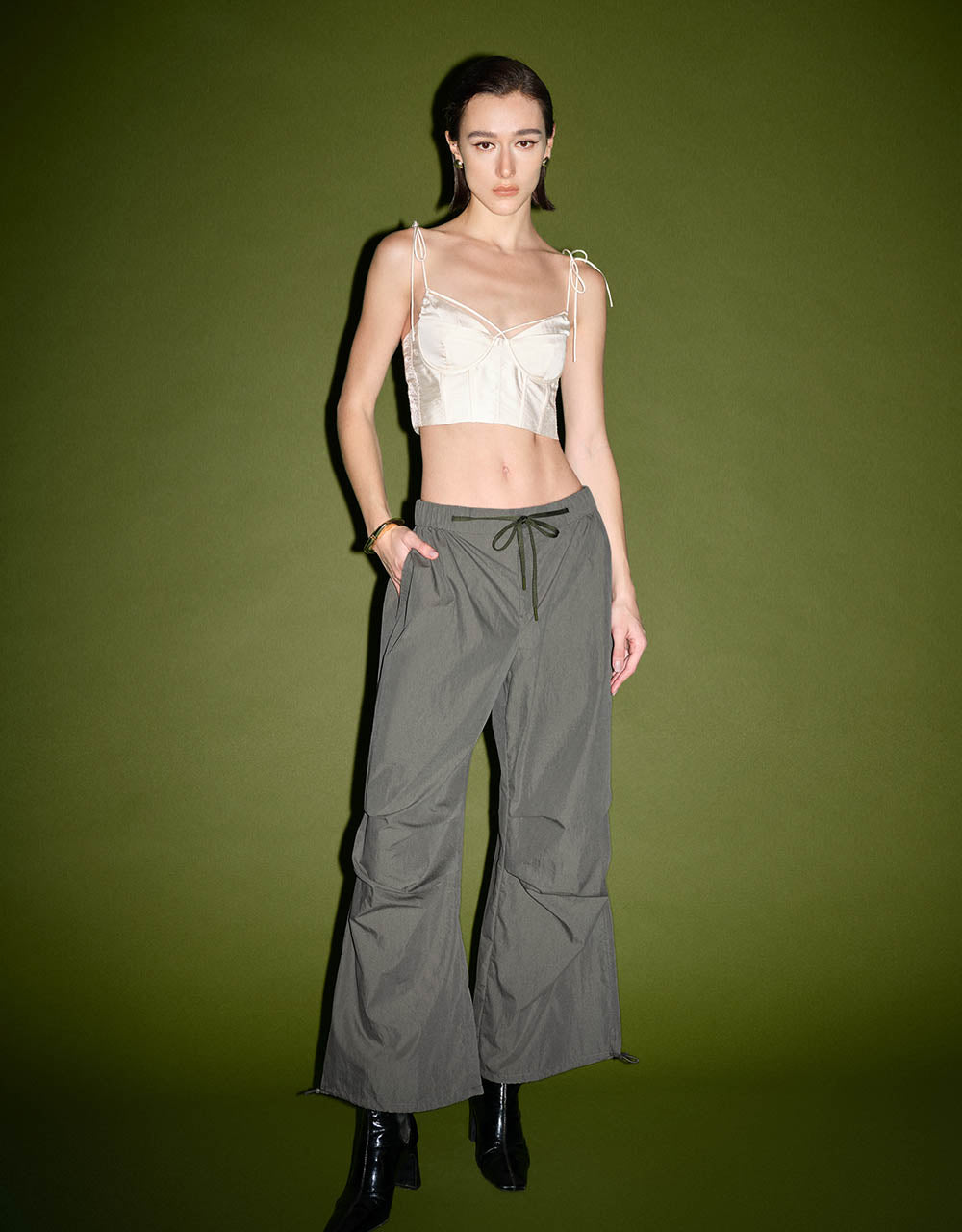 Elastic Waist Knitted Wide-Leg Pants