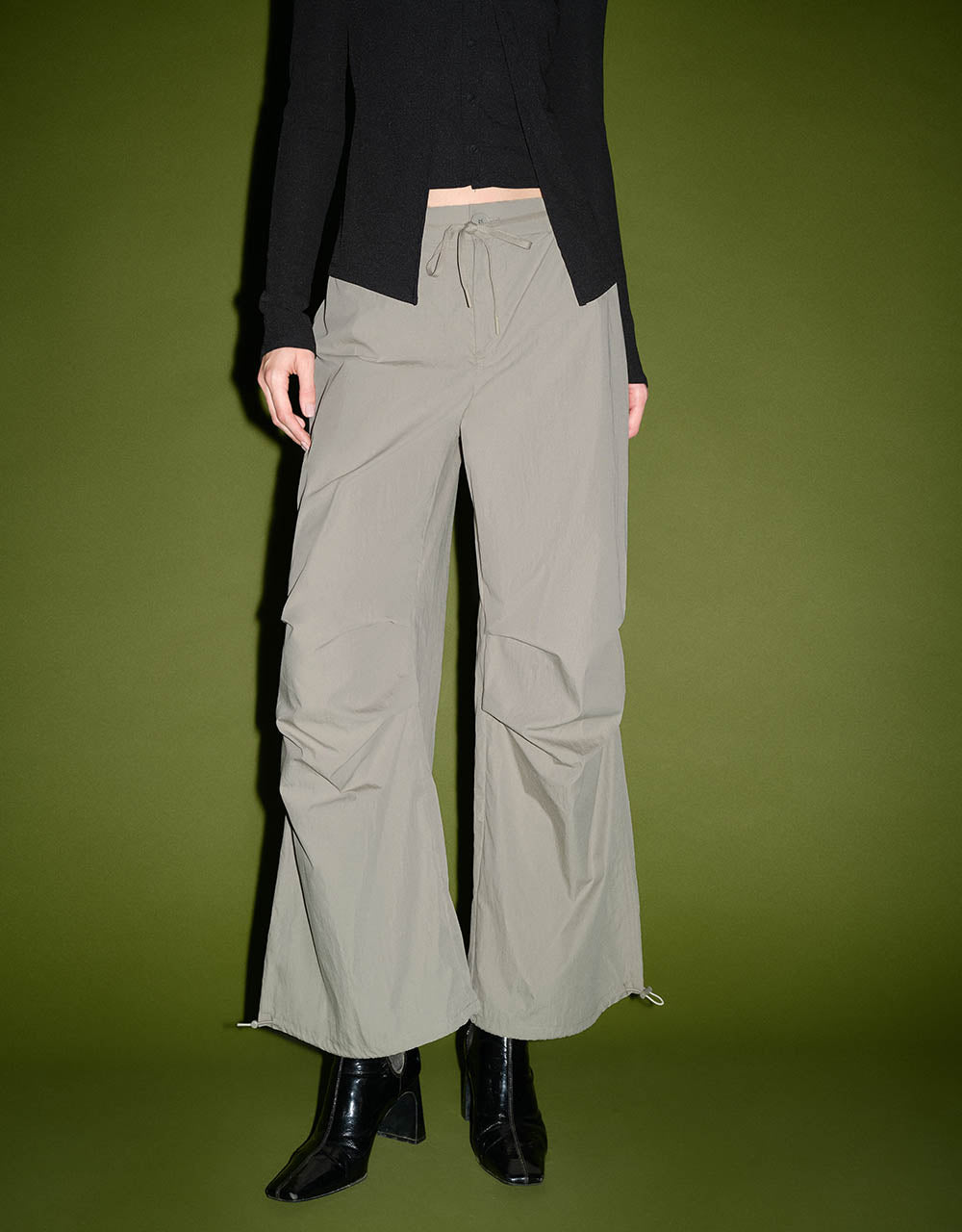 Elastic Waist Knitted Wide-Leg Pants