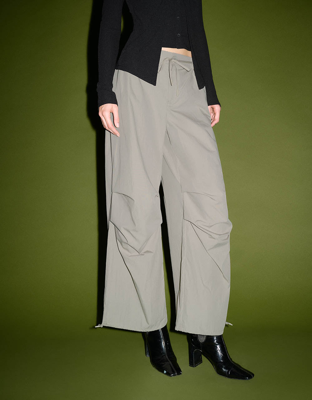 Elastic Waist Knitted Wide-Leg Pants