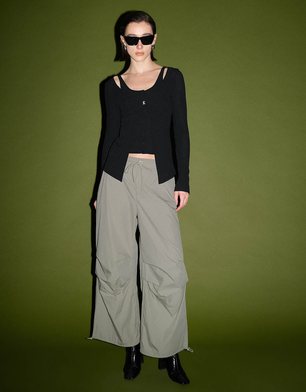 Elastic Waist Knitted Wide-Leg Pants